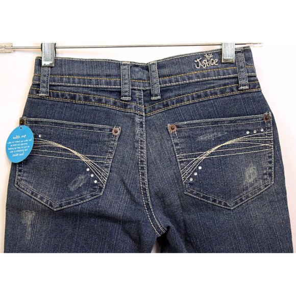 2010s Justice 2pc Shirred Shirt top Bermuda Denim Shorts sz 10 Embordered Sequin - Picture 12 of 14